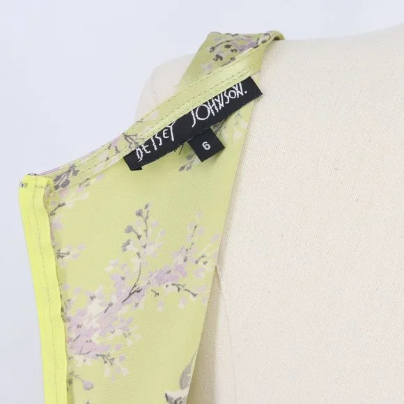 SOLD - Vintage Betsey Johnson Green & Purple Ribbon Floral Mini Dress - Picture 9 of 10